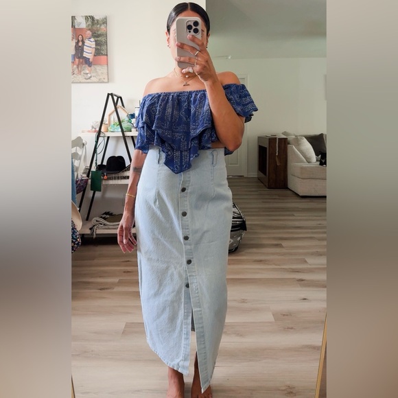 Ivy Club Classics Dresses & Skirts - VINTAGE BUTTON DOWN DENIM MIXI SKIRT